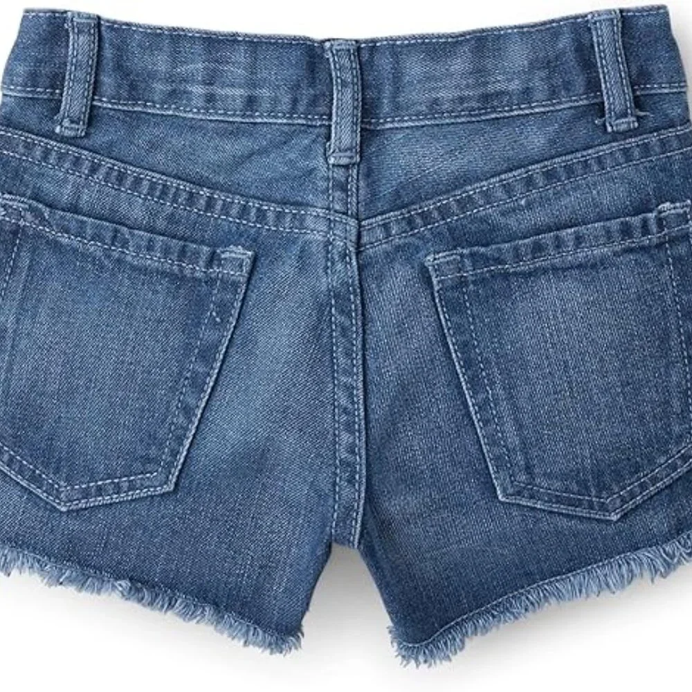 THE CHILDREN'S PLACE Girls' Denim Skimmer Shorts Sz 14 Blue- Ruby Frayed Seam